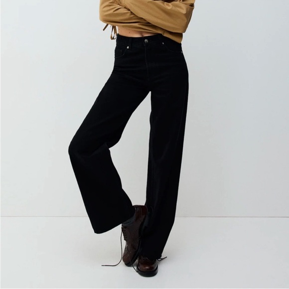 H&M | High Waist Wide Leg Black Denim Jeans NWT - Picture 8 of 8
